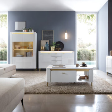Cicero Alpine White Gloss 2 Door Display Cabinet