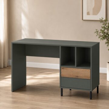 Ayr Green 2 Drawer Desk | Oak Finish