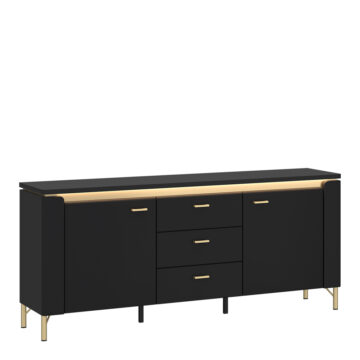 Talos TV Cabinet 2 Door 3 Drawer 155cm Wide in Black Matt/Gold | Assembly Required
