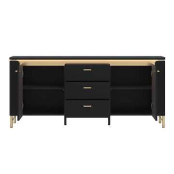 Talos Matt Black 2 Door 3 Drawer TV Cabinet 155cm | Gold