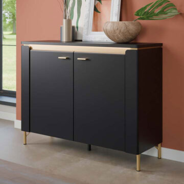 Talos Sideboard 2 Door in Black Matt/Gold