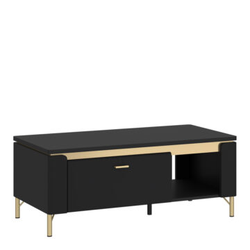 Talos Coffee Table 1 Drawer in Black Matt/Gold | Assembly Required