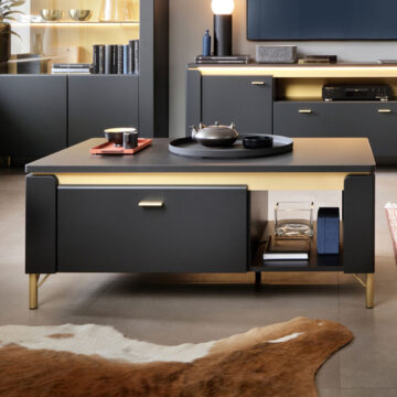 Talos Coffee Table 1 Drawer in Black Matt/Gold