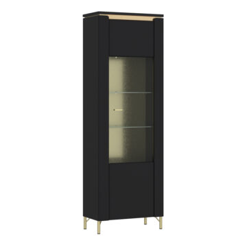 Talos Vitrin 1 Door in Black Matt/Gold | Assembly Required