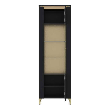 Talos Vitrin 1 Door in Black Matt/Gold