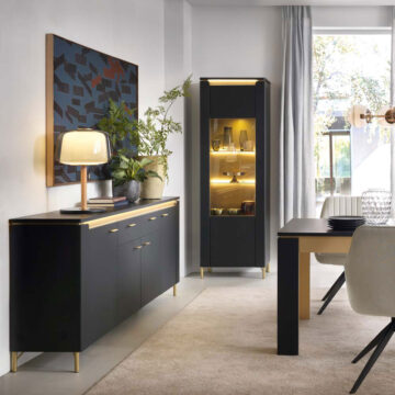 Talos Vitrin 1 Door in Black Matt/Gold