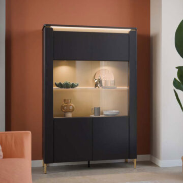 Talos Vitrin 2 Door in Black Matt/Gold