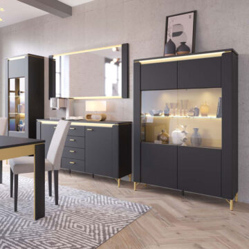 Talos Matt Black 2 Door Display Cabinet