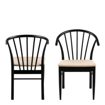 Cassandra Pair of Black Dining Chairs | Armrests