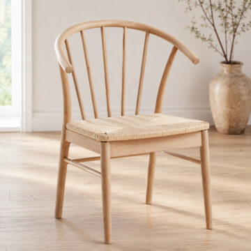 Cassandra White Oak Pair of Dining Chairs | Armrests
