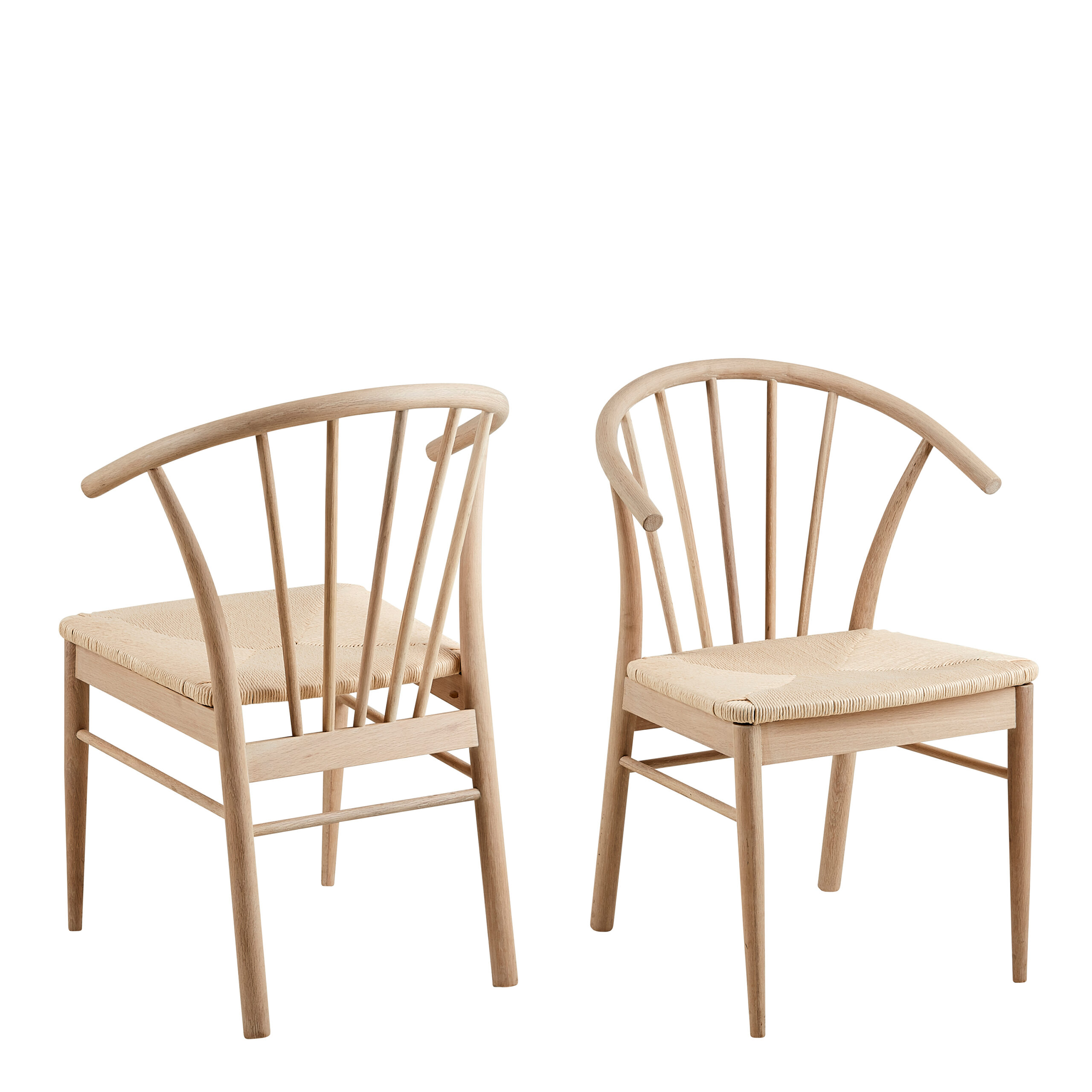 Cassandra White Oak Pair of Dining Chairs | Armrests