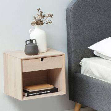 Century White 1 Drawer Wall Mounted Bedside Table | Oak Finish