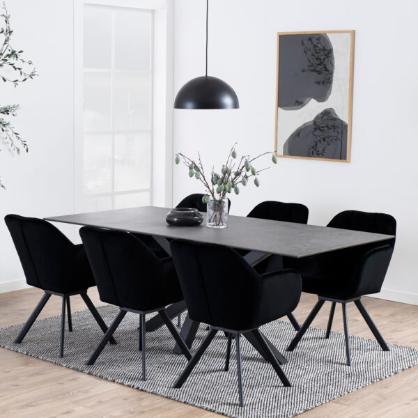 Azura Dining Table with Ceramic Black Top | Assembly Required