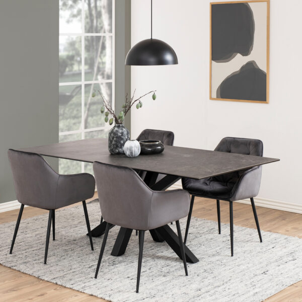 Azura Dining Table with Ceramic Black Top | Assembly Required