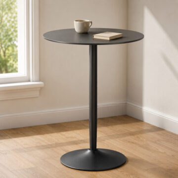 Malta Ceramic Round Bar Table in Matt Black