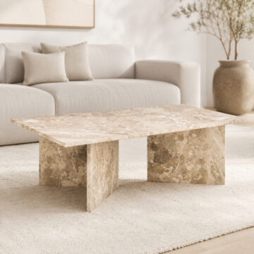 Morgan Brown Marble Rectangular Coffee Table