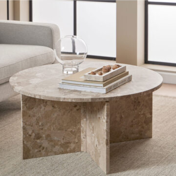 Morgan Round Coffee Table in Brown Marble