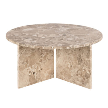 Morgan Brown Marble Round Coffee Table