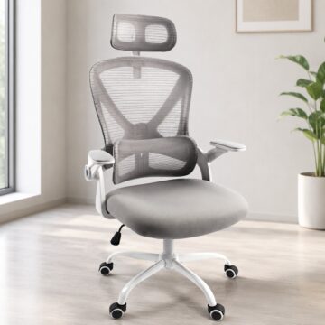 Saltburn Supreme Mesh Office Chair - White & Grey