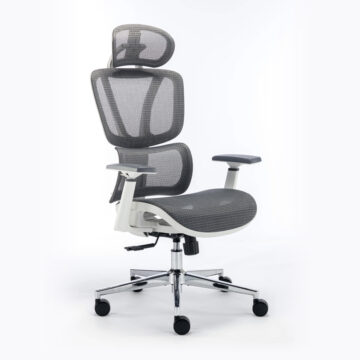 Saltburn Elite Mesh Office Chair – White & Grey