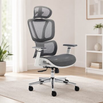 Saltburn Elite Mesh Office Chair - White & Grey
