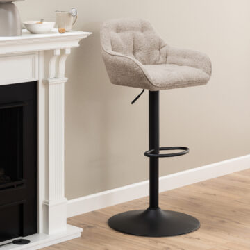 Anvil Pair of Monza Beige Swivel Bar Stools with Height Adjustable Function