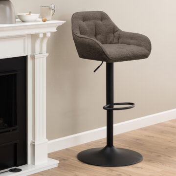 Anvil Pair of Taupe Swivel Bar Stools with Height Adjustable Function