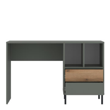 Ayr Desk 2 Drawer in Green/Oak