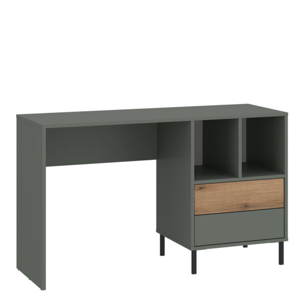 Ayr Desk 2 Drawer in Green/Oak