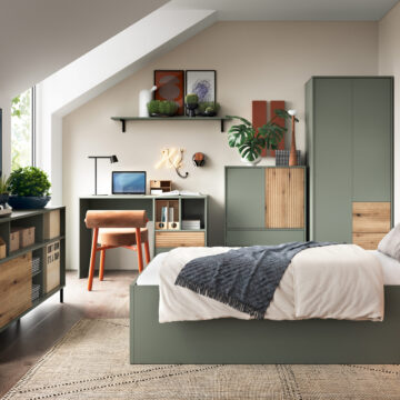 Ayr Green 2 Door 2 Drawer Sideboard | Oak Finish