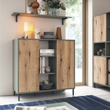 Ayr Green 2 Door Sideboard | Oak Finish