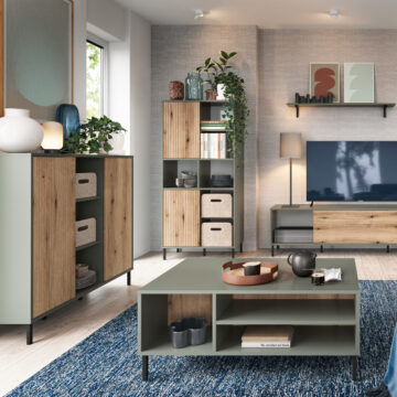 Ayr Green 2 Door Sideboard | Oak Finish