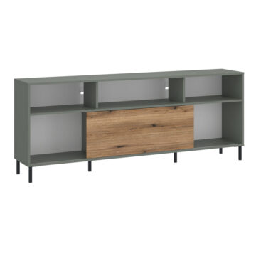 Ayr TV Cabinet 1 Door 73cm High in Green/Oak | Assembly Required