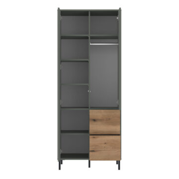 Ayr Wardrobe 2 Door 2 Drawer in Green/Oak
