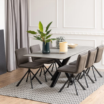 Azura Ceramic Grey Dining Table | Black Legs