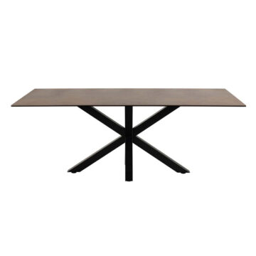 Azura Ceramic Brown Dining Table | Black Legs
