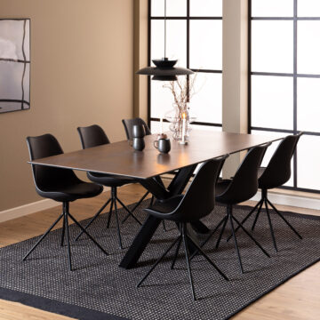 Azura Ceramic Brown Dining Table | Black Legs