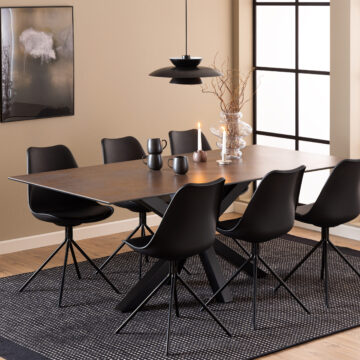 Azura Ceramic Brown Dining Table | Black Legs
