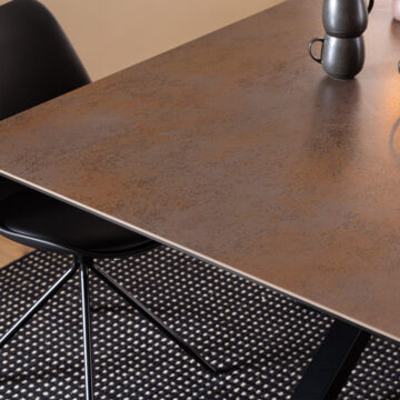 Azura Ceramic Brown Dining Table | Black Legs