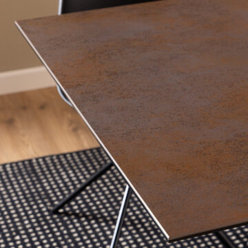 Azura Ceramic Brown Dining Table | Black Legs