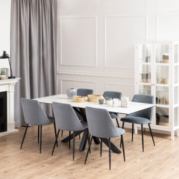 Azura Ceramic White Dining Table | Black Legs