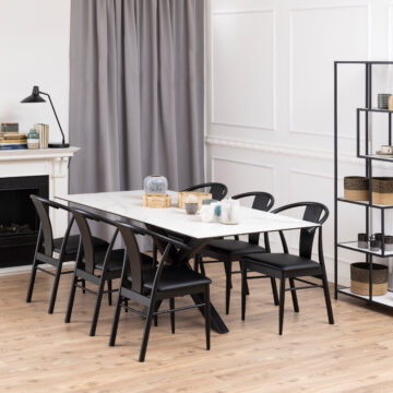 Azura Ceramic White Dining Table | Black Legs