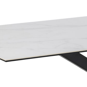 Azura Ceramic White Dining Table | Black Legs