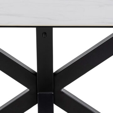 Azura Ceramic White Dining Table | Black Legs
