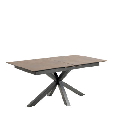 Azura Extendable Dining Table with Ceramic Rusty Brown Top 168cm
