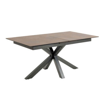 Azura Extendable Dining Table with Ceramic Rusty Brown Top 168cm