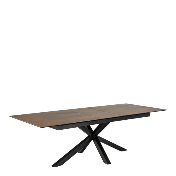 Azura Extendable Dining Table with Ceramic Rusty Brown Top 200cm | Assembly Required