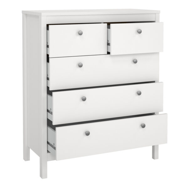 Bravil 3 Piece Bundle, Bedside, Chest and 3 Door Wardrobe in White | Assembly Required