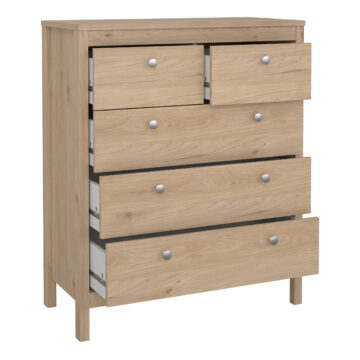 Bravil Package – Bedside Table 2 drawers + Chest 3+2 drawer + Wardrobe with 3 doors in Jackson Hickory Oak
