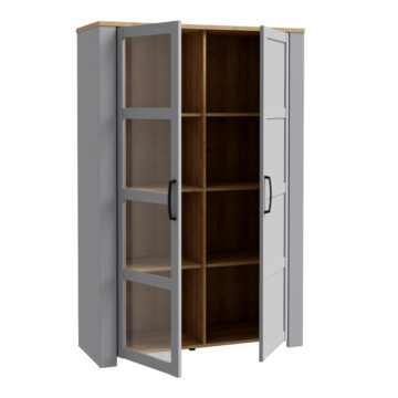 Bruma Display Cabinet inc. 2x LED Lights in Riviera Oak/Grey Oak